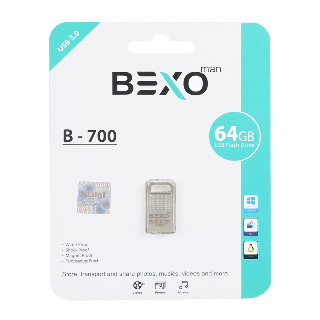 فلش 64GB USB3 BEXO B-700 نقره ای