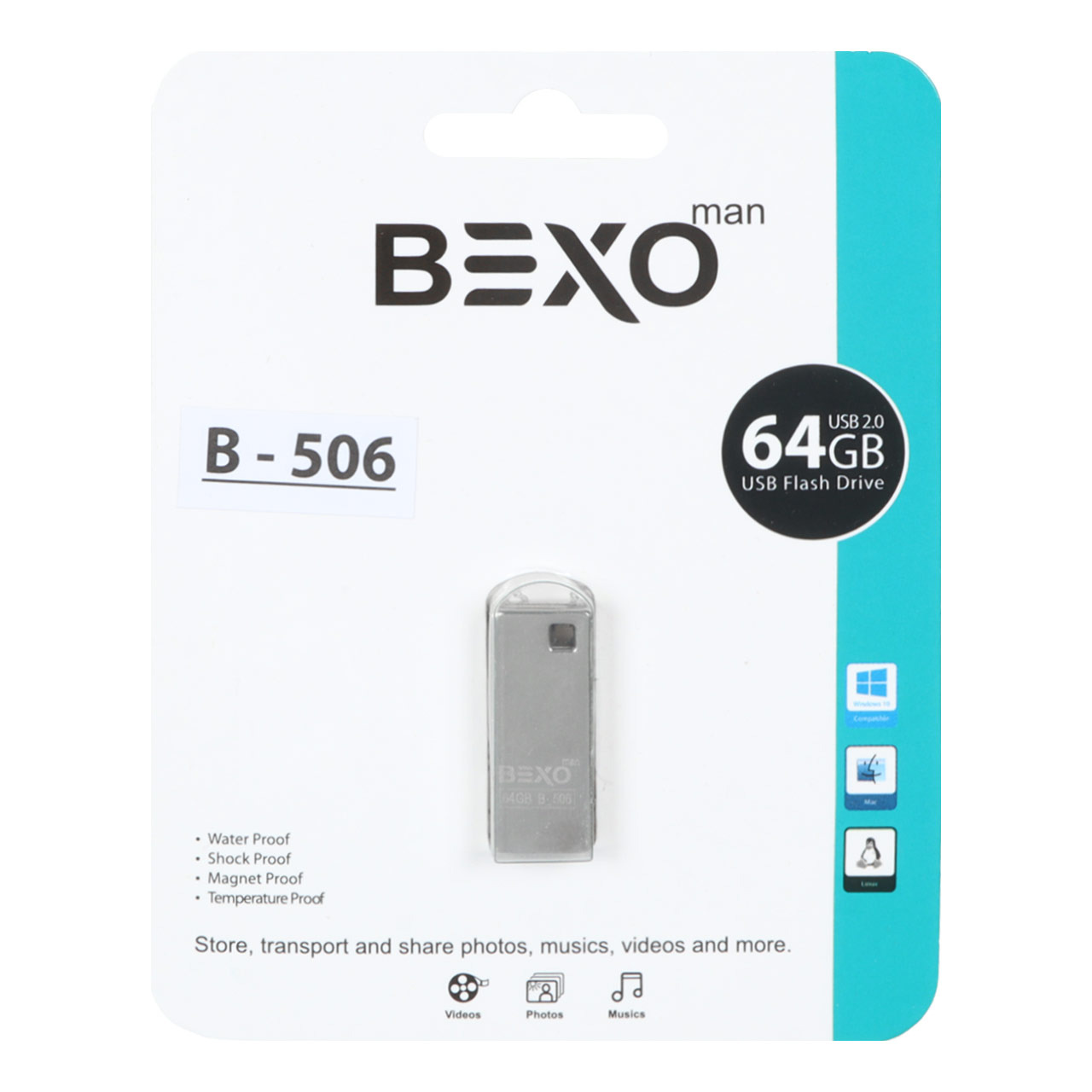 فلش 64GB USB2 BEXO B-506 نقره ای