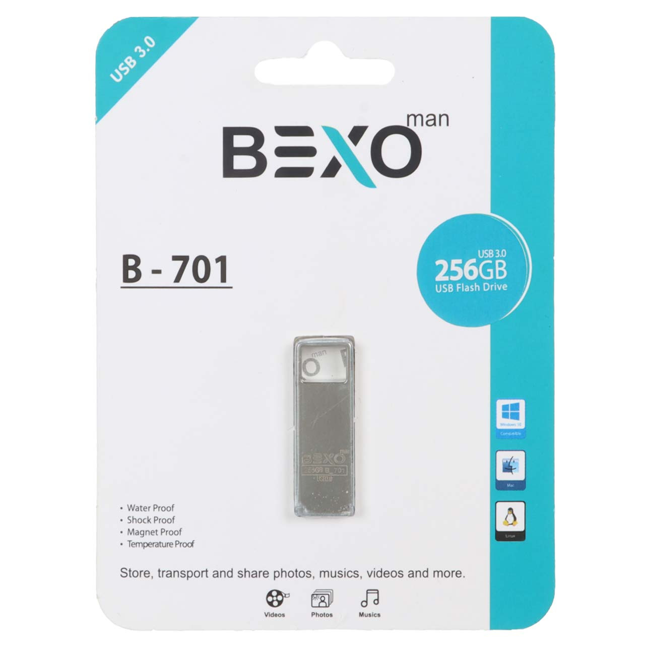 فلش 256GB USB3 BEXO B-701 نقره ای