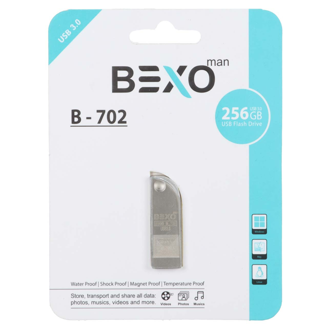 فلش 256GB USB3 BEXO B-702 نقره ای