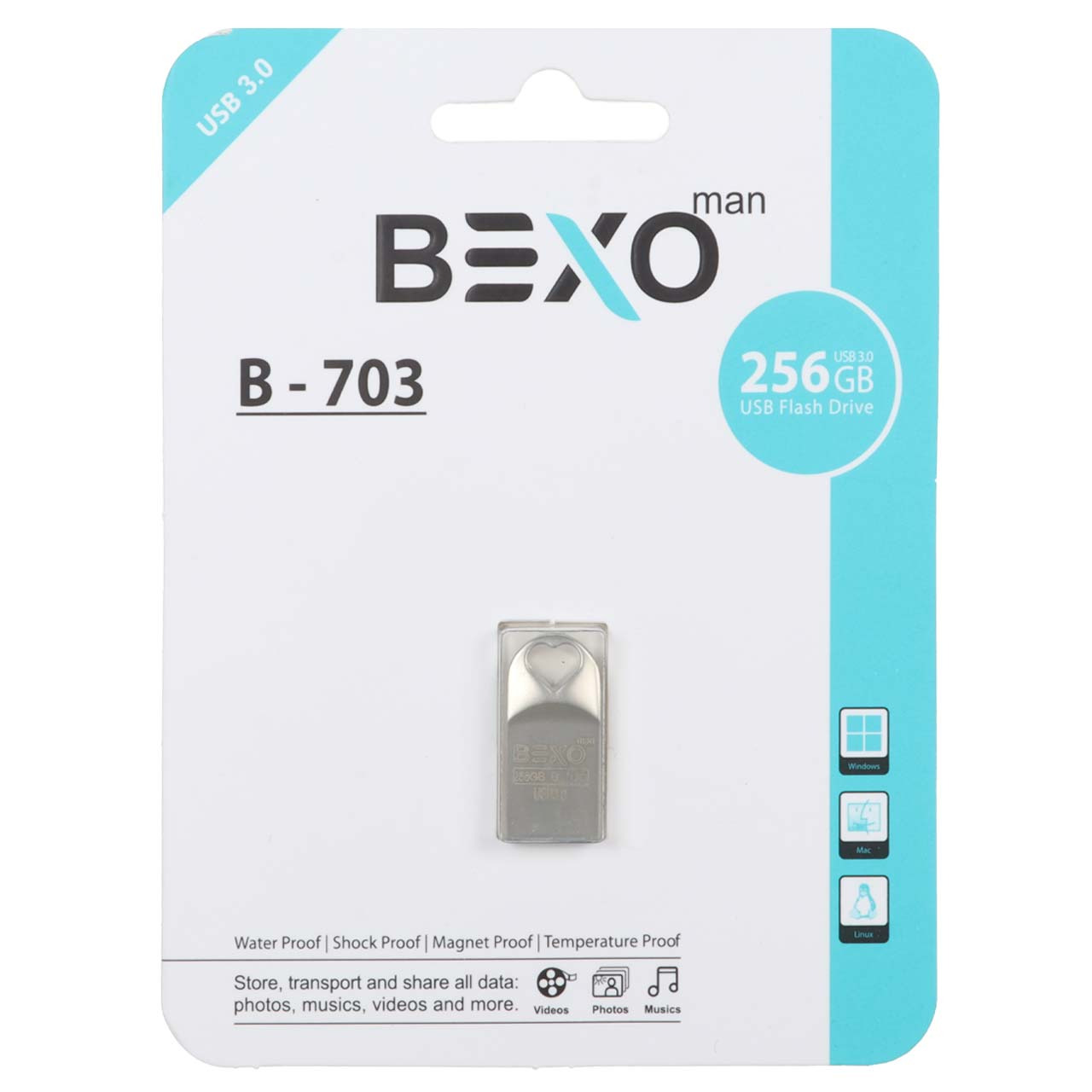 فلش 256GB USB3 BEXO B-703 نقره ای