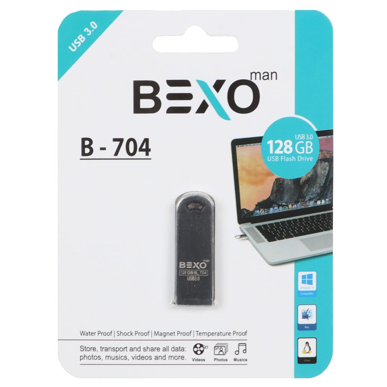 فلش 128GB USB3 BEXO B-704 مشکی