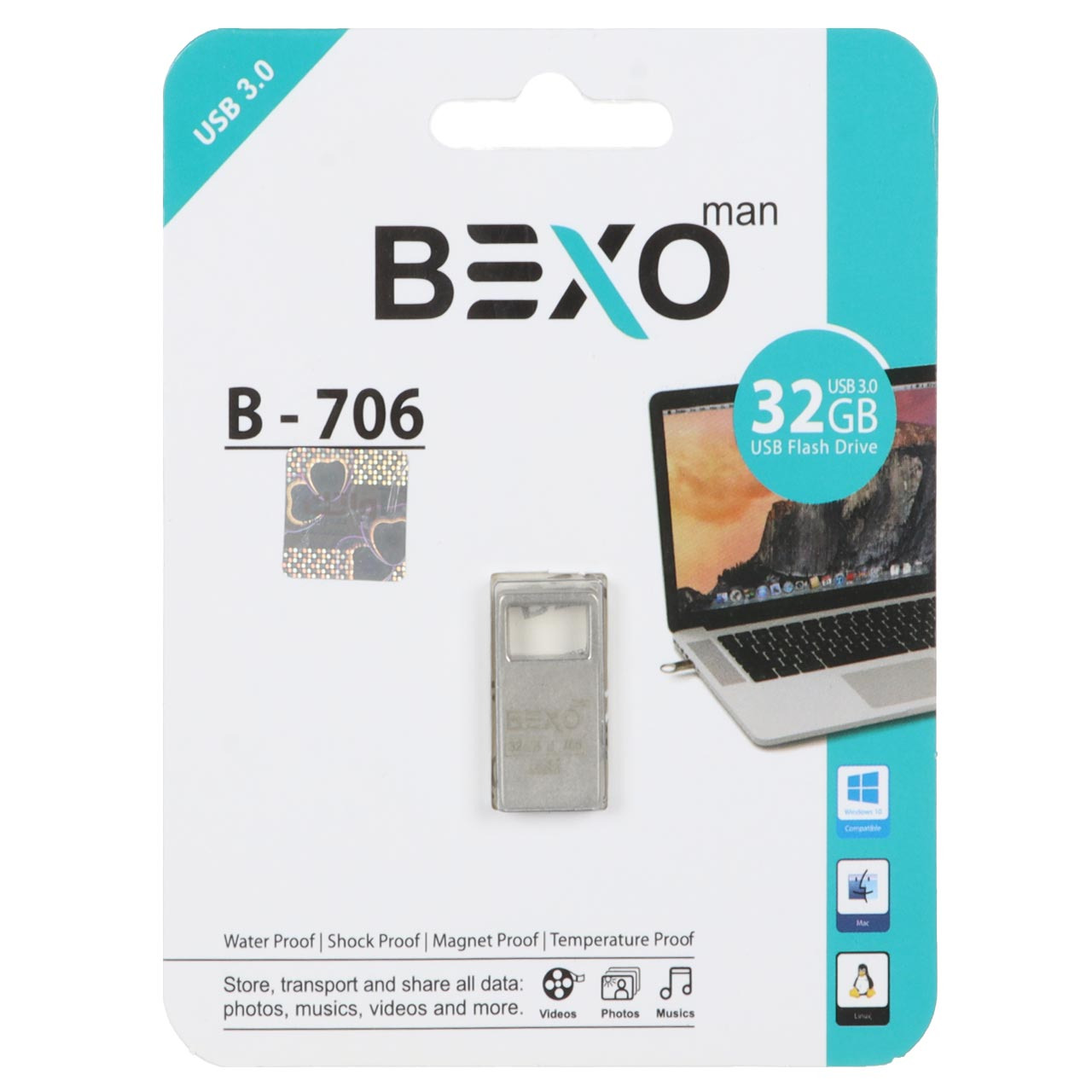 فلش 32GB USB3 BEXO B-706 نقره ای