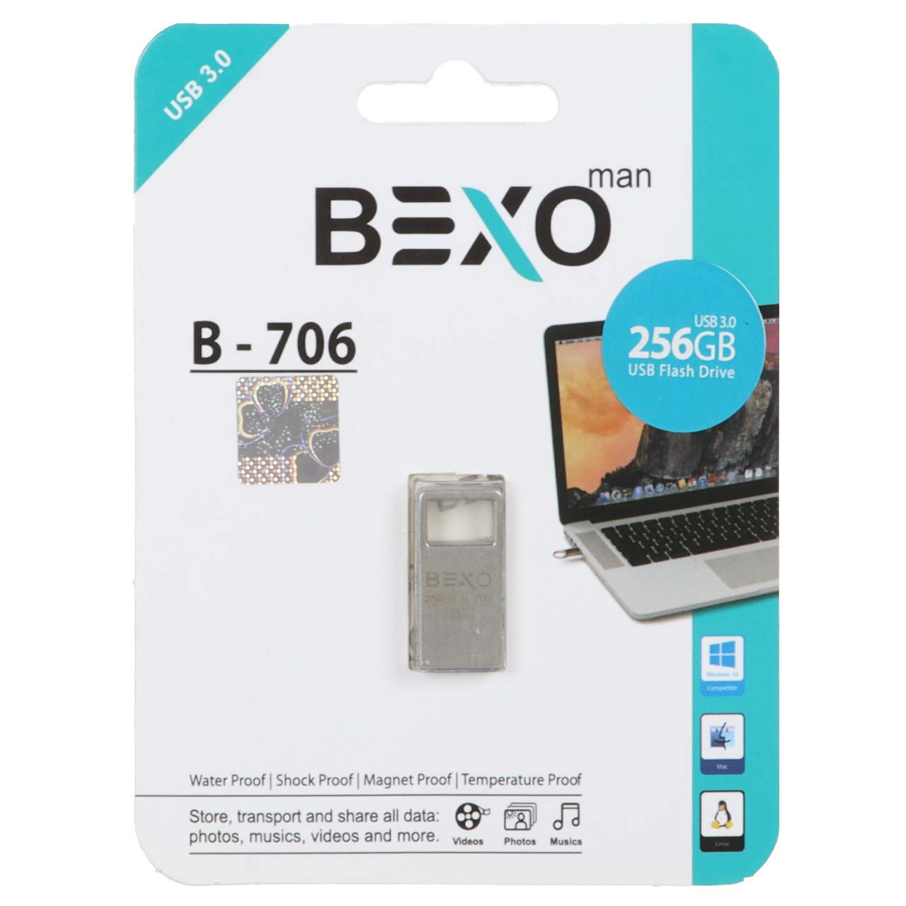 فلش 256GB USB3 BEXO B-706 نقره ای