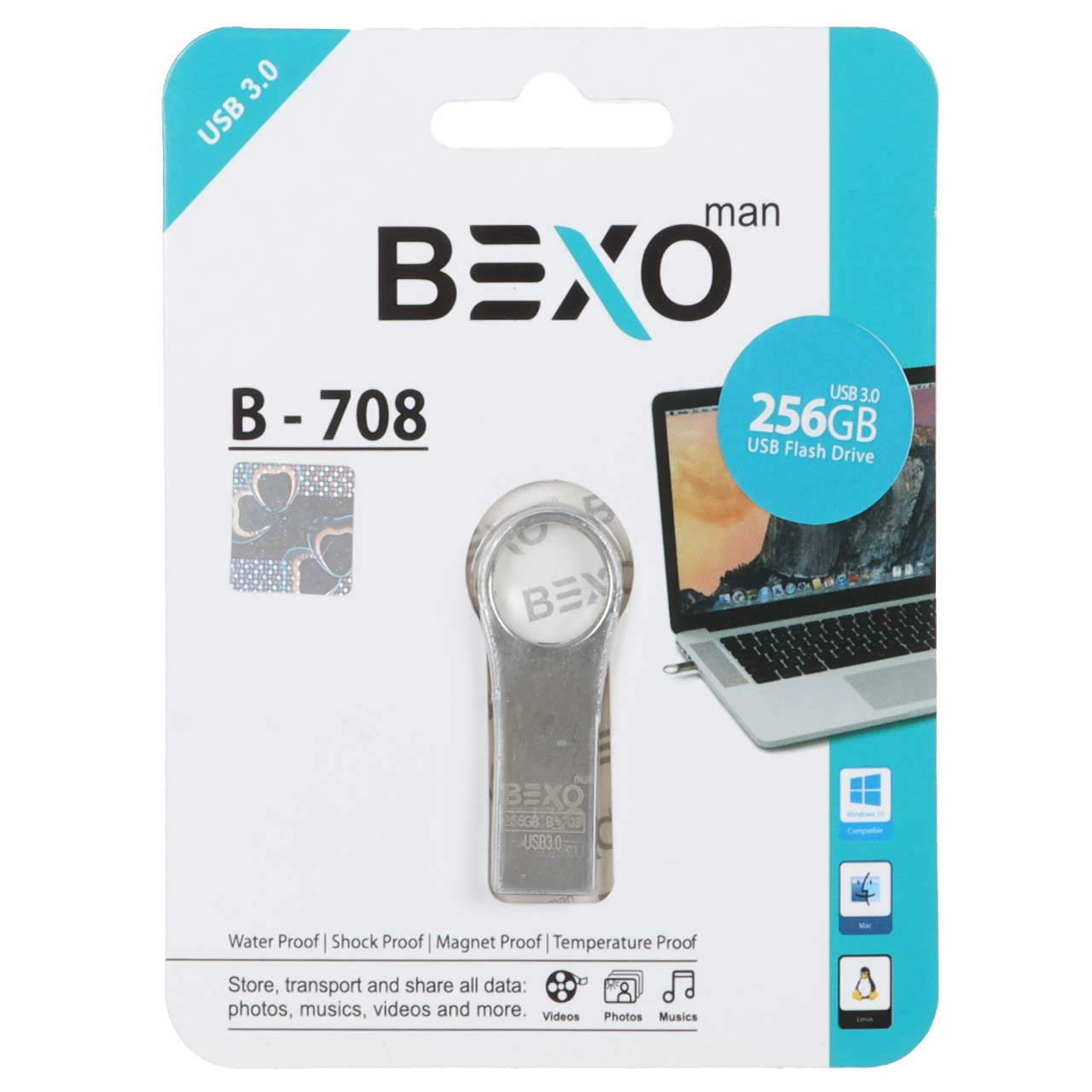 فلش 256GB USB3 BEXO B-708 نقره ای