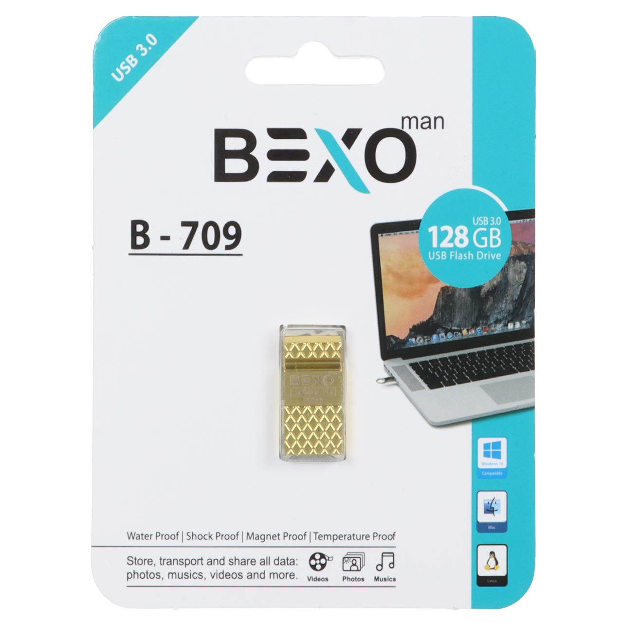فلش 128GB USB3 BEXO B-709 طلایی