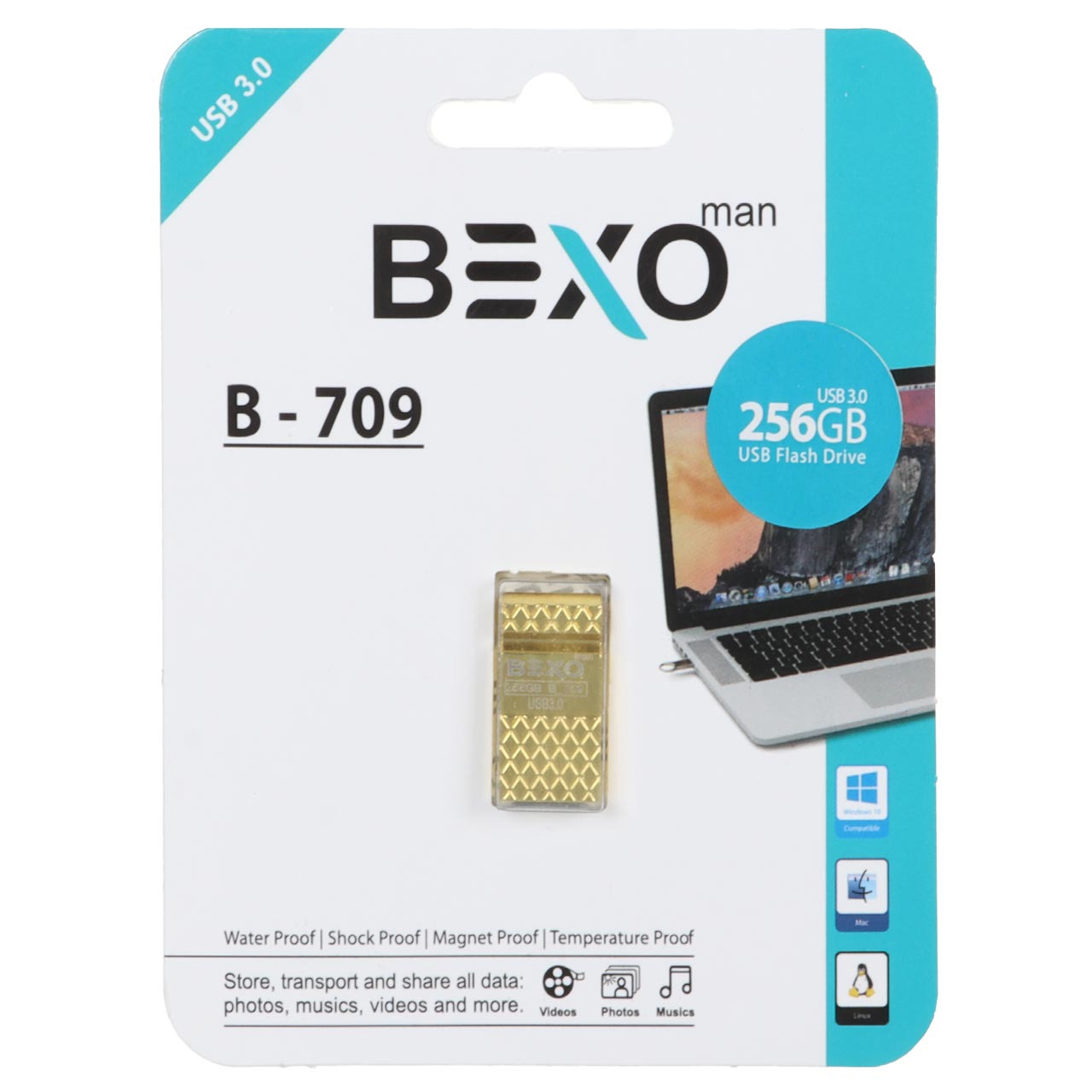 فلش 256GB USB3 BEXO B-709 طلایی