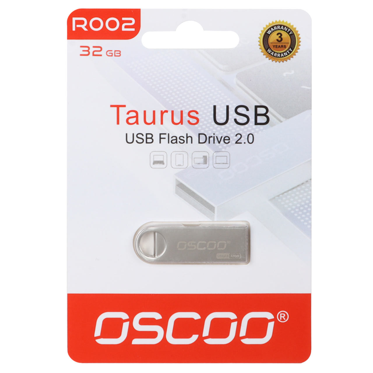 فلش 32GB USB2 OSCOO R002 Taurus نقره ای