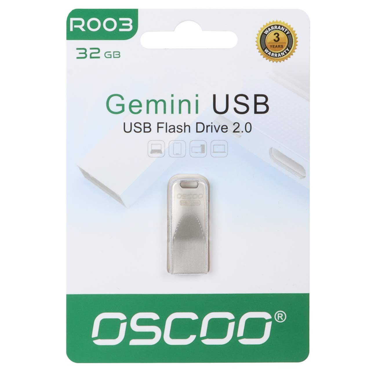 فلش 32GB USB2 OSCOO R003 Gemini نقره ای