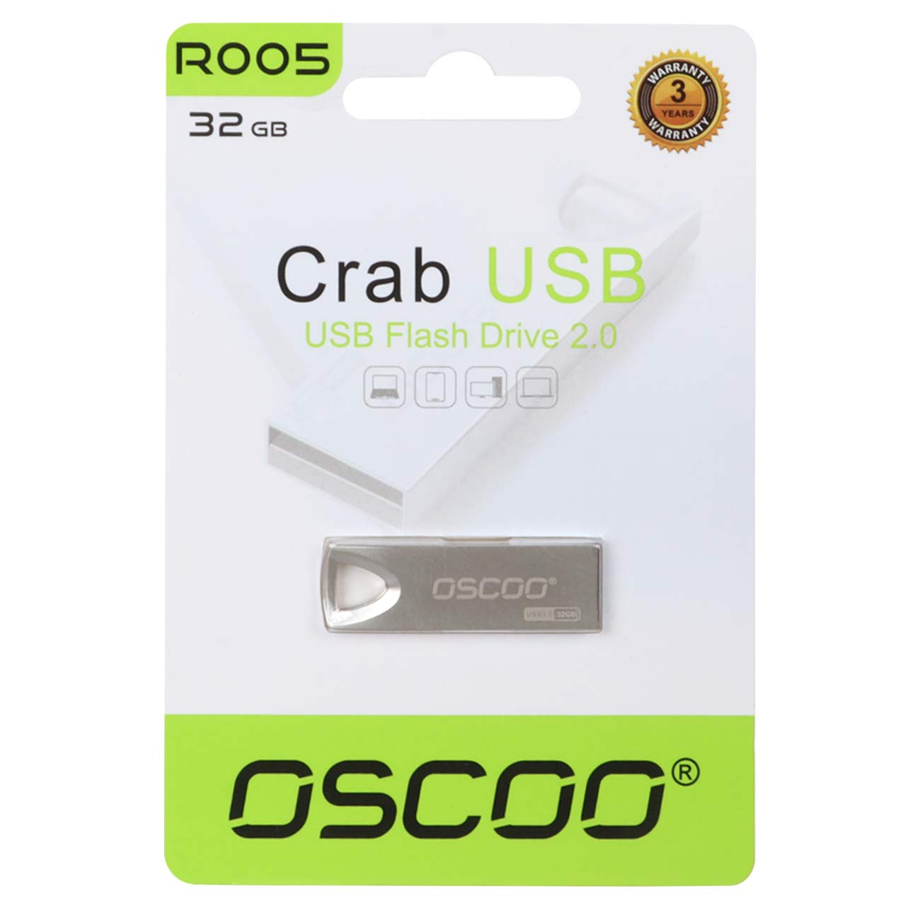 فلش 32GB USB2 OSCOO R005 Crab نقره ای