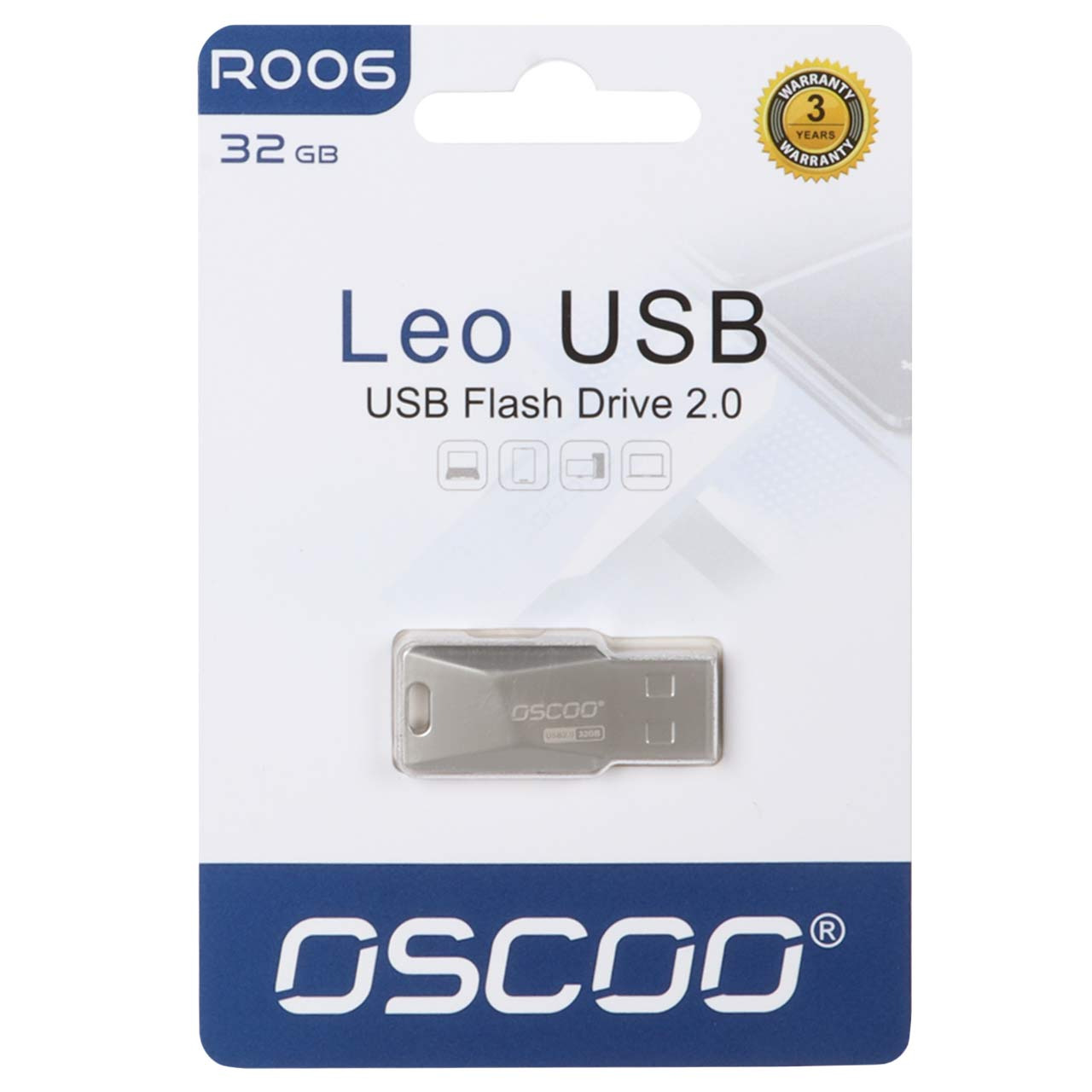 فلش 32GB USB2 OSCOO R006 Leo نقره ای