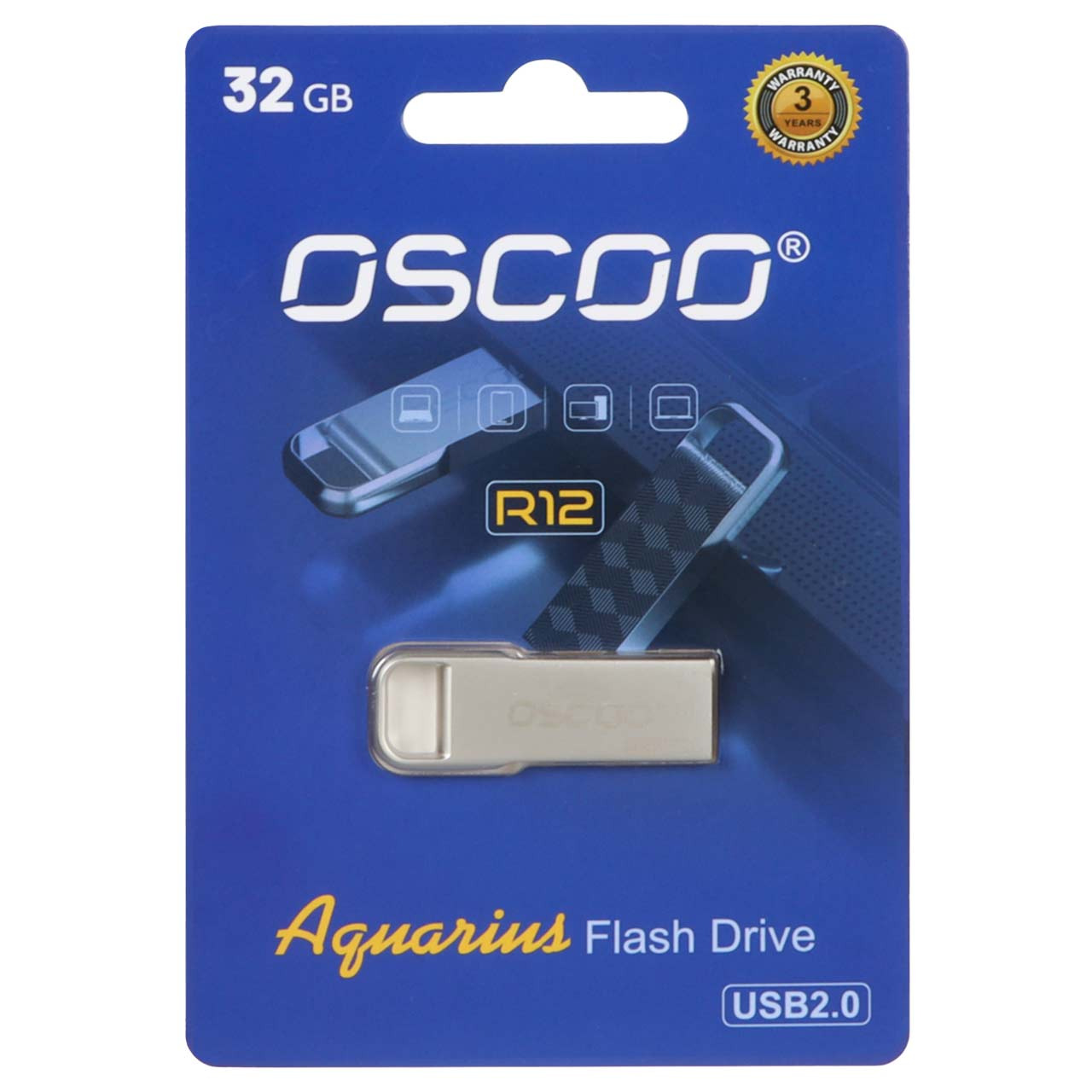 فلش 32GB USB2 OSCOO R12 Aquarius نقره ای