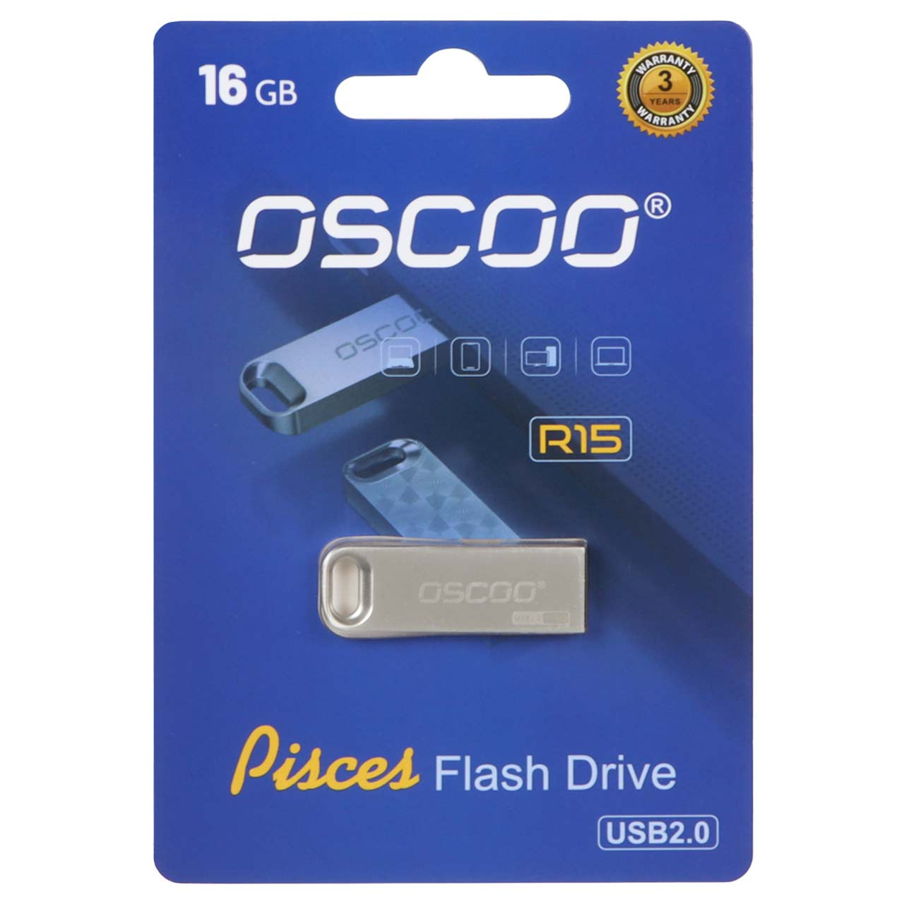 فلش 16GB USB2 OSCOO R15 Pisces نقره ای