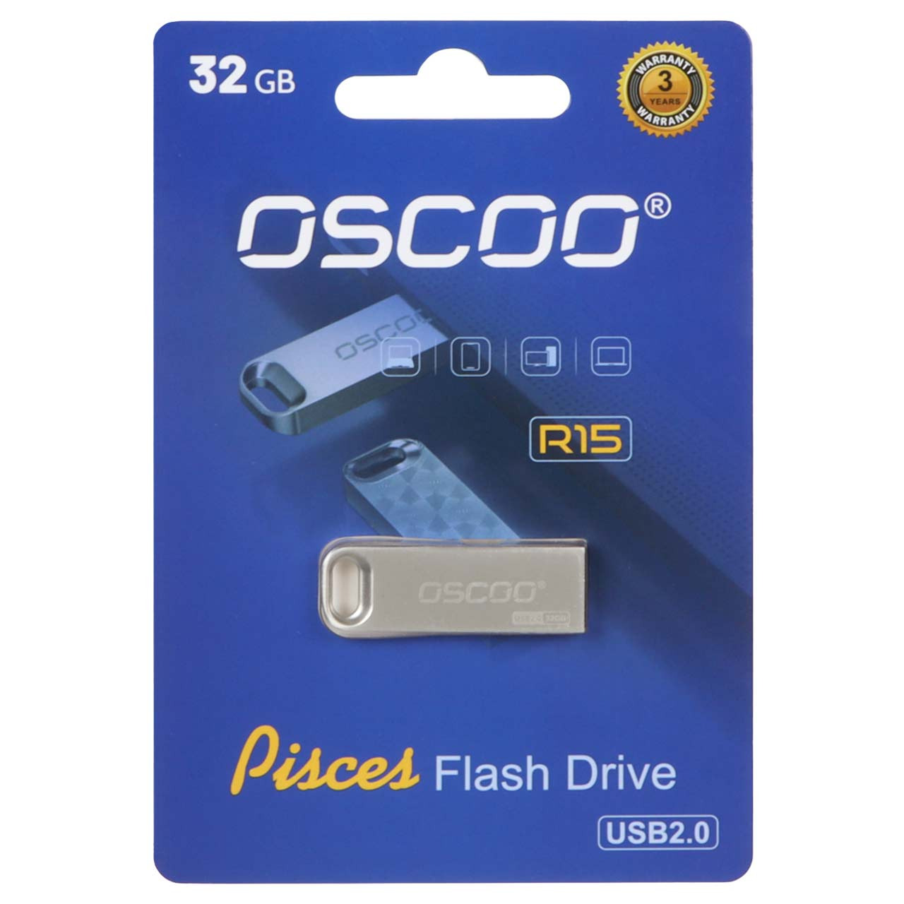 فلش 32GB USB2 OSCOO R15 Pisces نقره ای