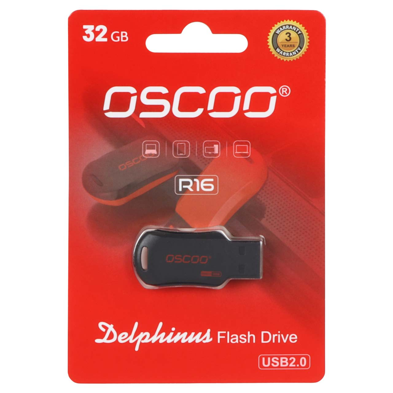 فلش 32GB USB2 OSCOO R16 Delphinus مشکی
