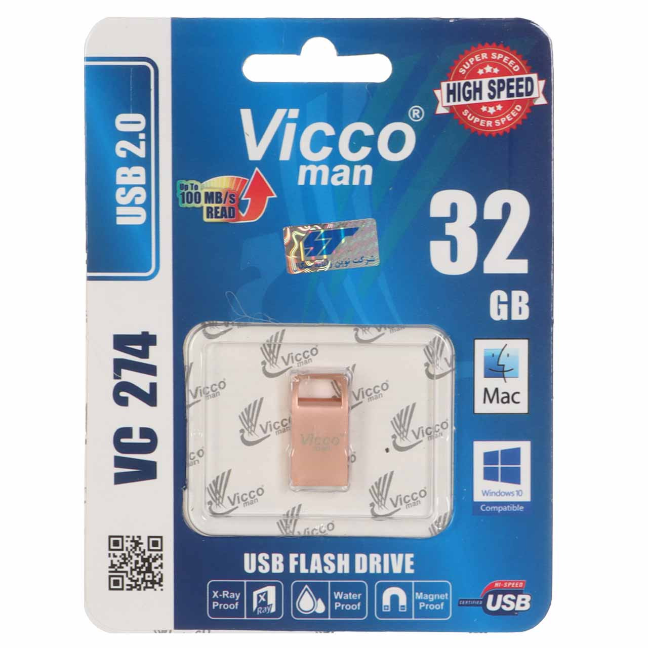 فلش 32GB USB2 Vicco man VC274 رزگلد