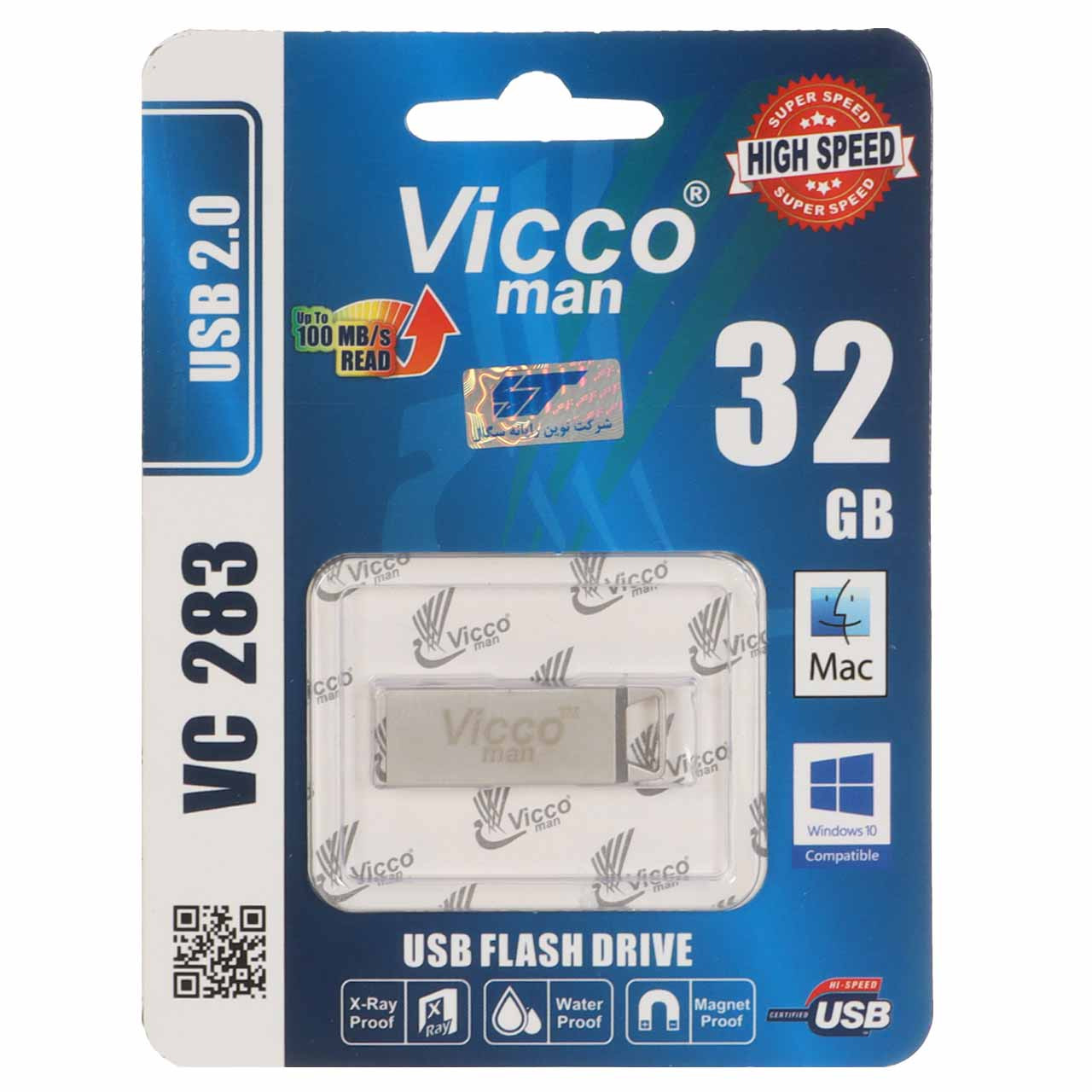 فلش 32GB USB2 Vicco man VC283 S نقره ای