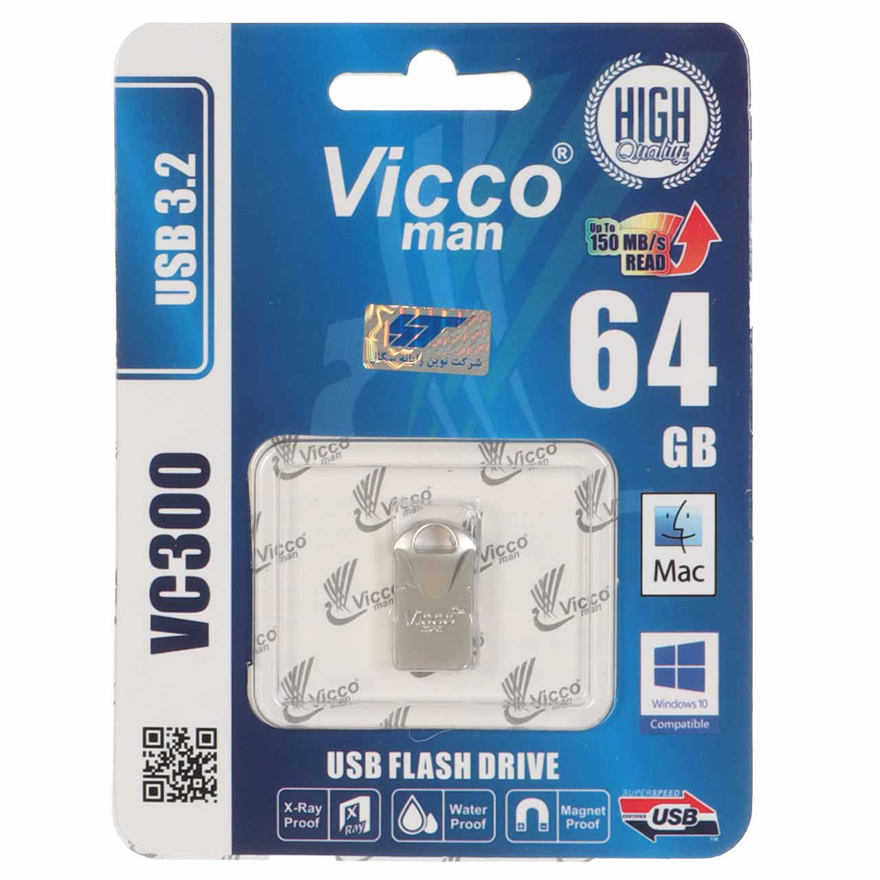 فلش 64GB USB3.2 Vicco man VC300 S نقره ای