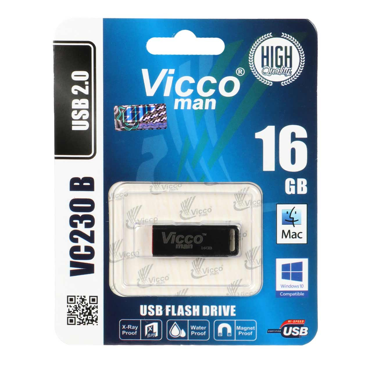 فلش 16GB USB2 Vicco man VC230 B مشکی