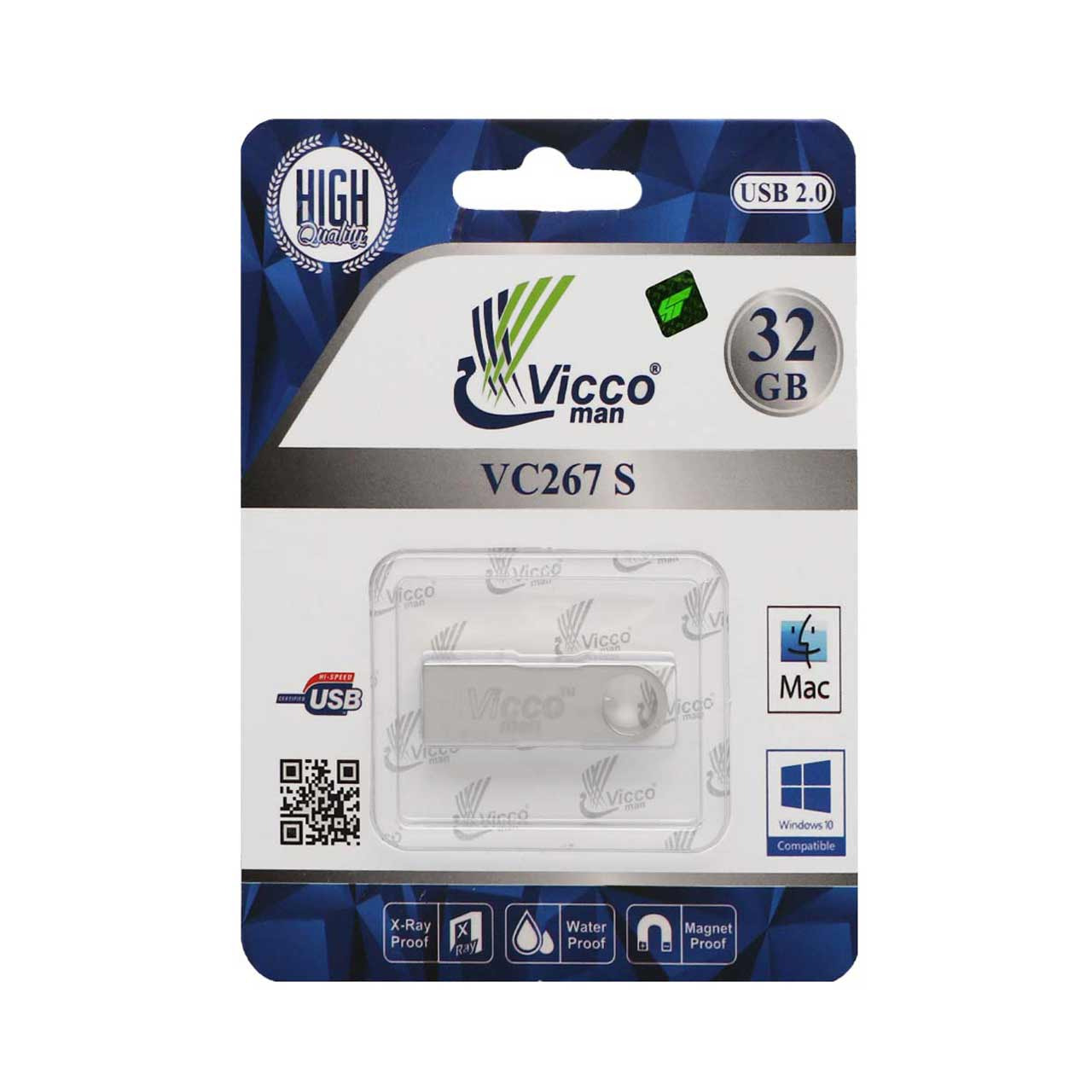 فلش 32GB USB2 Vicco VC267 S نقره ای