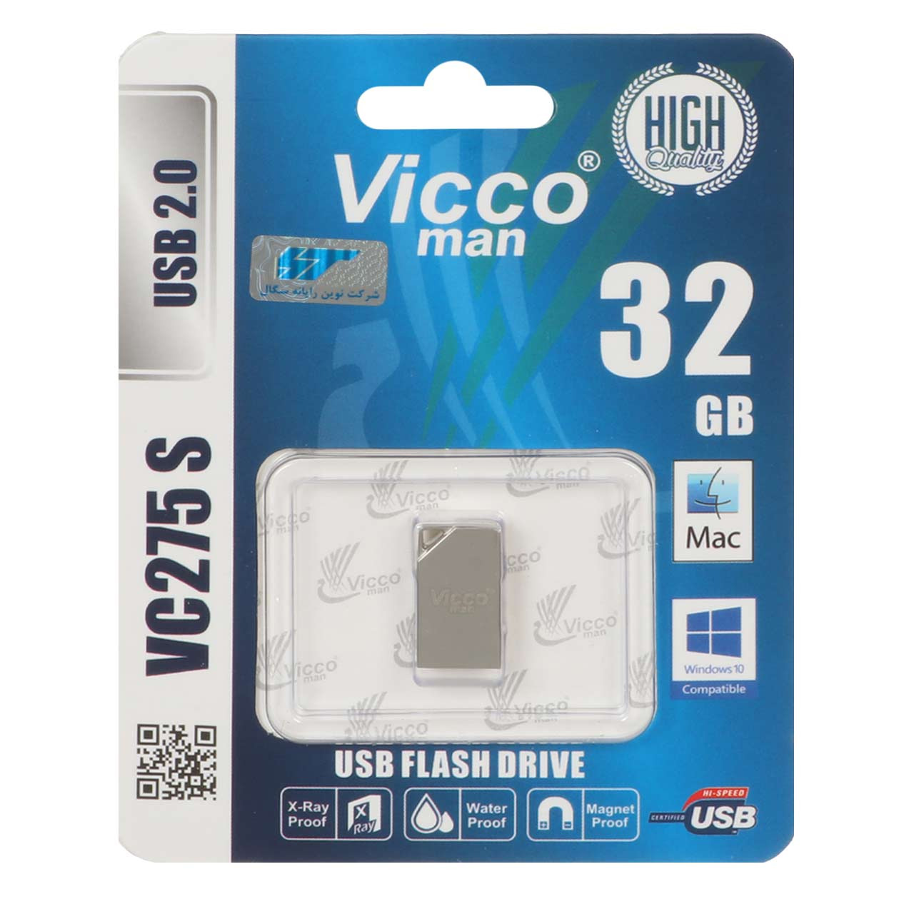 فلش 32GB USB2 Vicco man VC275 S نقره ای