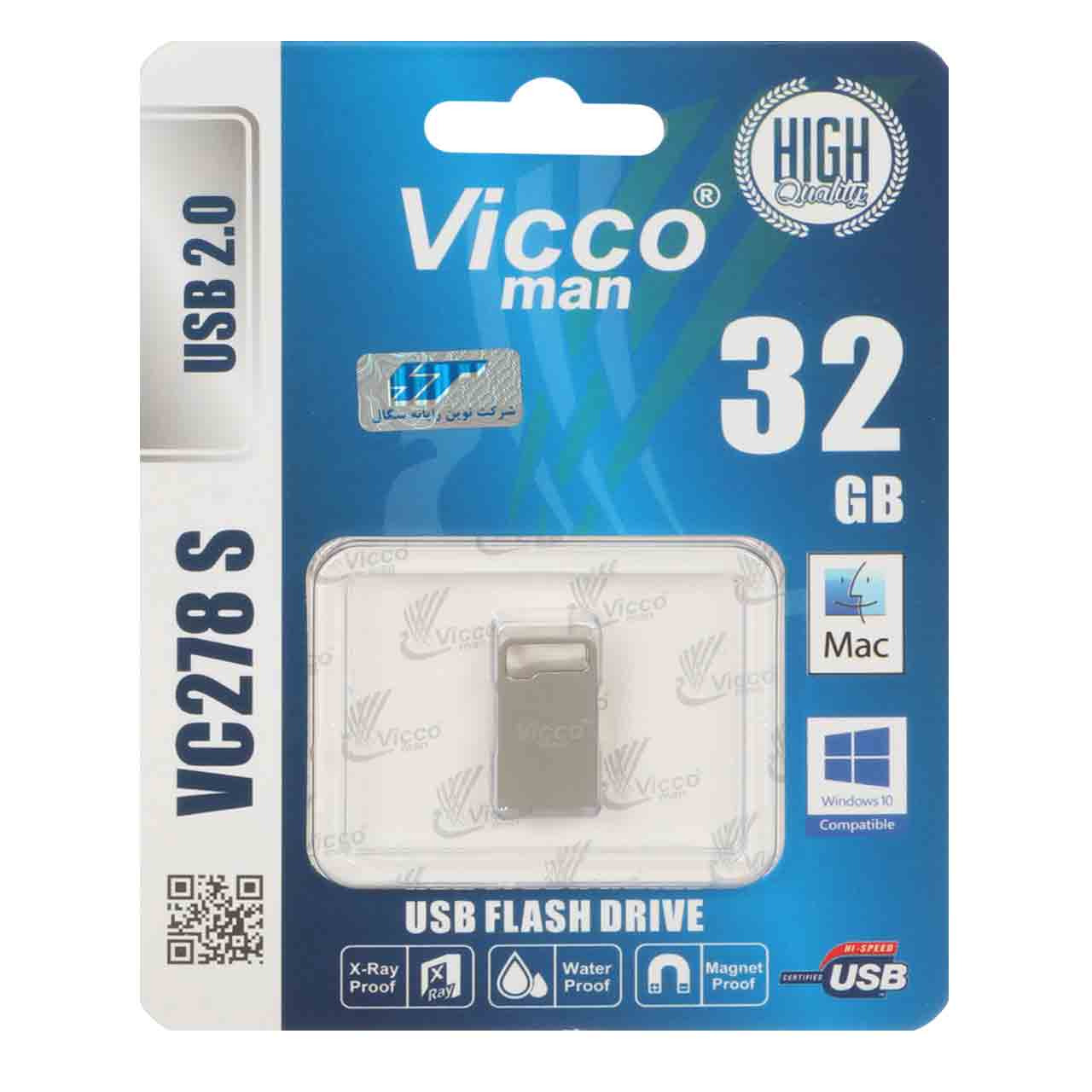 فلش 32GB USB2 Vicco man VC278 S نقره ای
