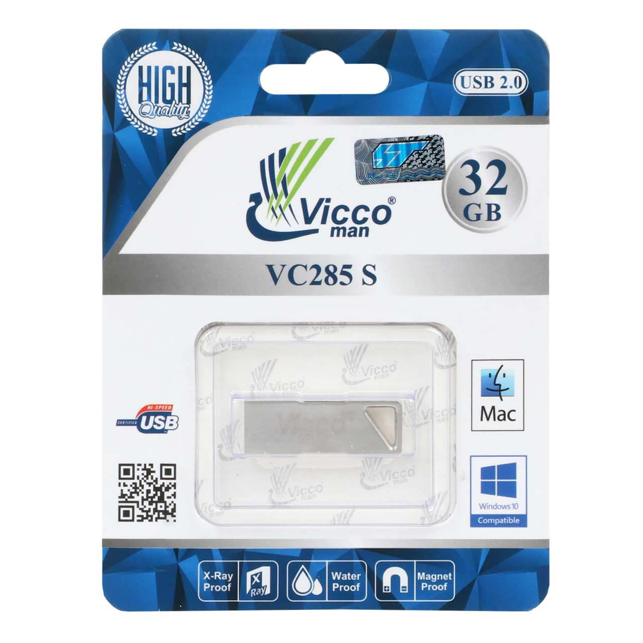 فلش 32GB USB2 Vicco man VC285 S نقره ای
