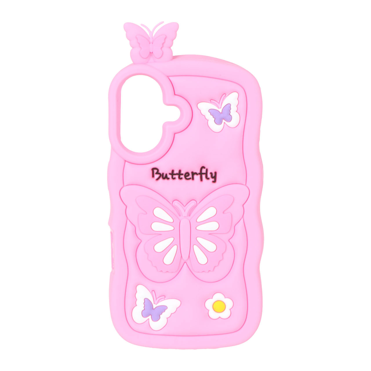 قاب سیلیکونی فانتزی Butterfly آیفون16 صورتی کد876