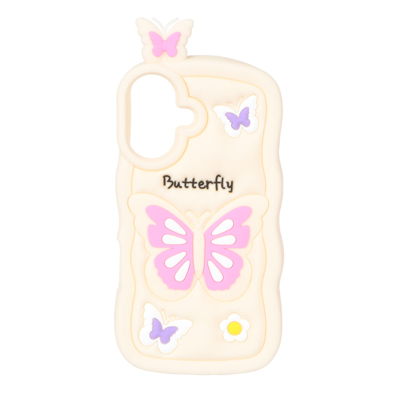 قاب سیلیکونی فانتزی Butterfly آیفون16 کرم کد878