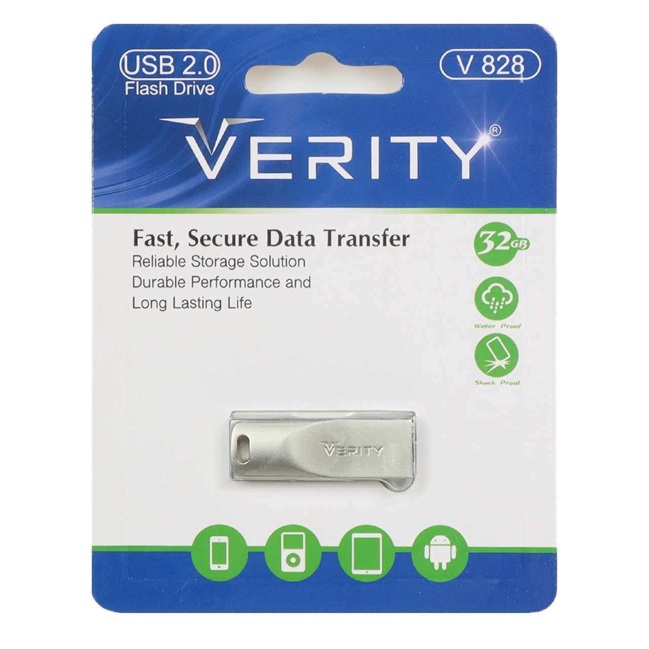 فلش 32GB USB2 Verity V828 نقره ای