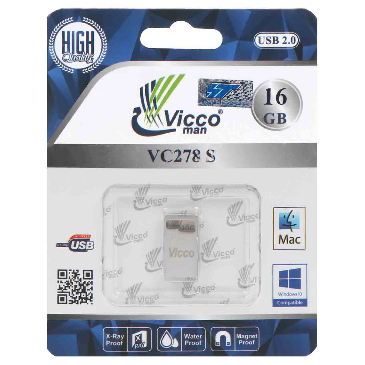 فلش 16GB USB2 Vicco man VC278 S نقره ای