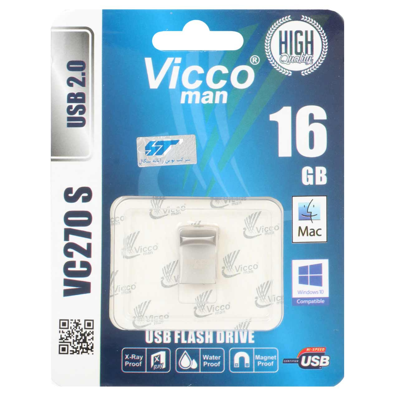 فلش 16GB USB2 Vicco man VC270 S نقره ای
