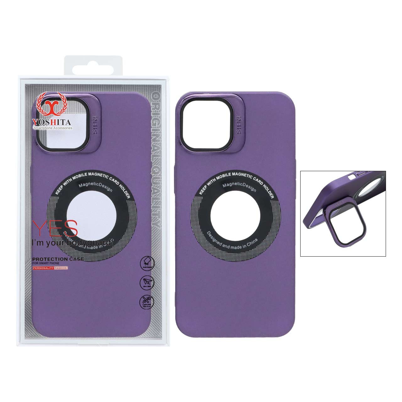 قاب اورجینال YoshitaMagsafe لنزمگنتی آیفون13 بنفش