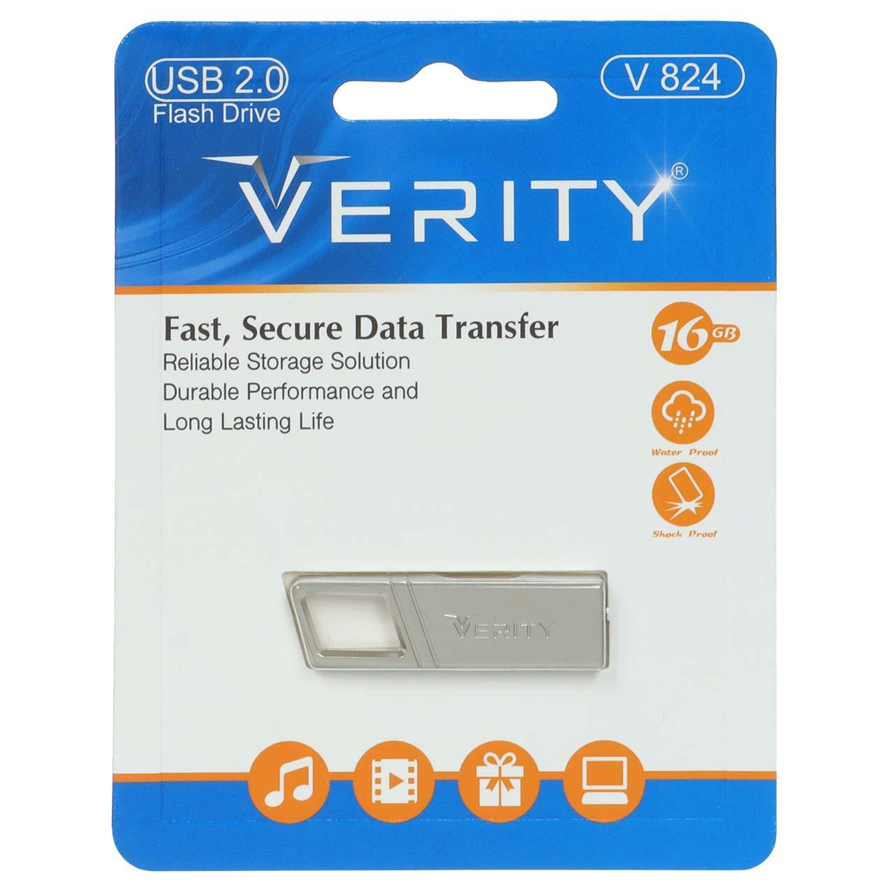 فلش 16GB USB2 Verity V824 نقره ای