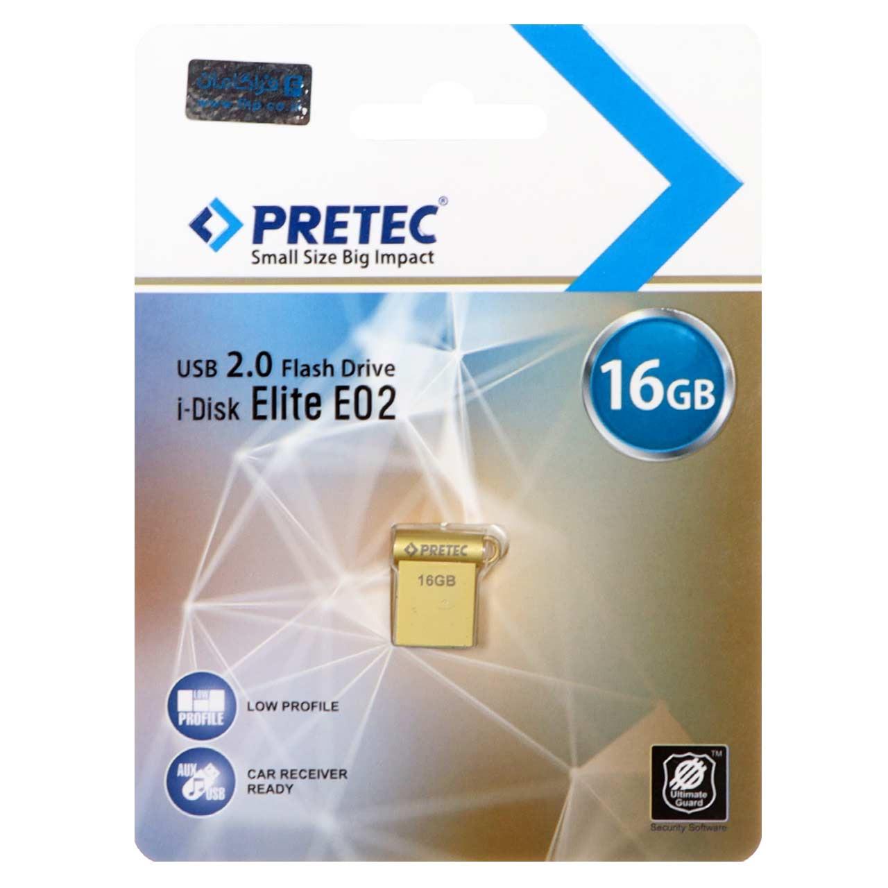 فلش 16GB USB2 Pretec Elite E02 طلایی