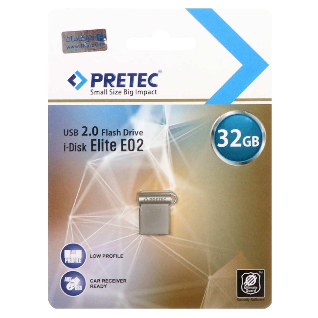 فلش 32GB USB2 Pretec Elite E02 نقره ای