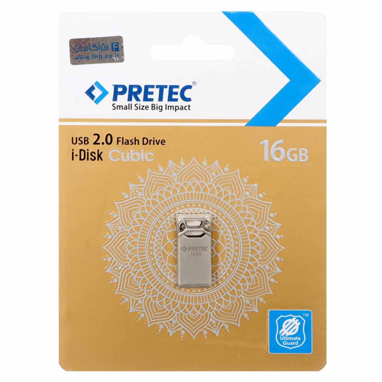 فلش 16GB USB2 Pretec Cubic نقره ای