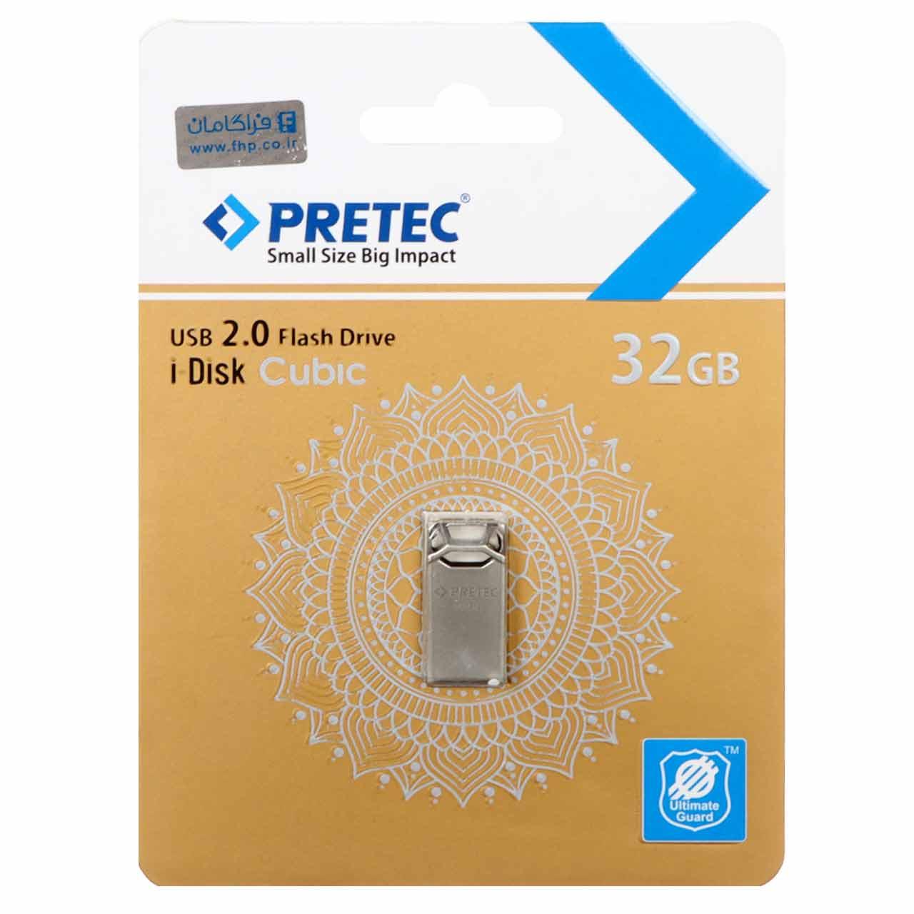 فلش 32GB USB2 Pretec Cubic نقره ای