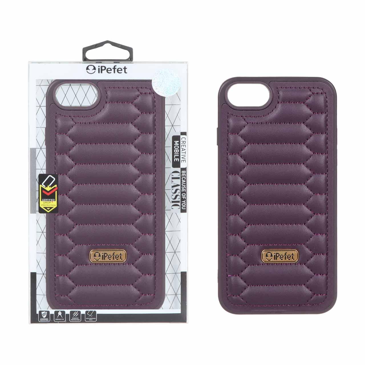 قاب ipefet چرمی دوخت دار آیفون 7 بنفش