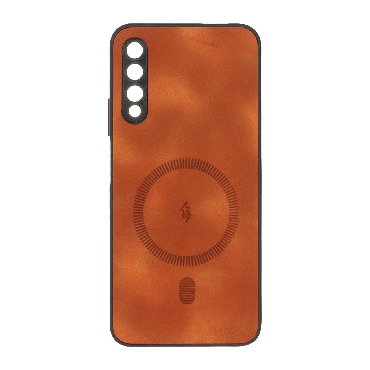 قاب چرم طرح مگ سیف هاشور هواوی Y9s قهوه ای