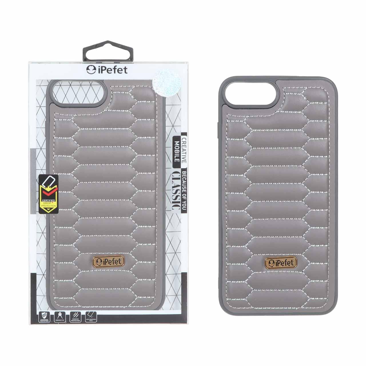 قاب ipefet چرمی دوخت دار آیفون 7Plus خاکستری