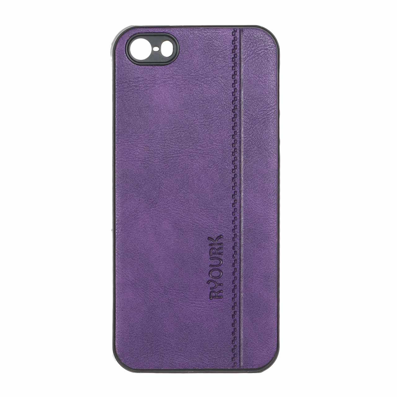قاب طرح چرم RYOURK آیفون 5 بنفش
