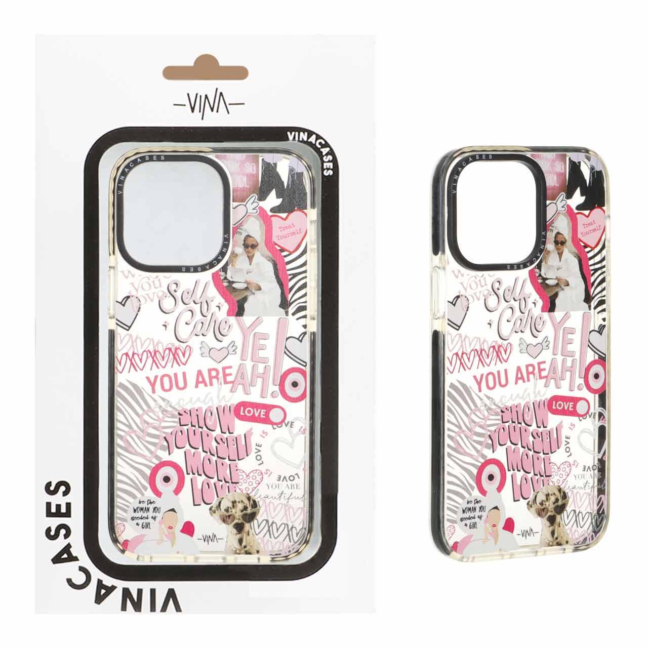 قاب اورجینال Vina شفاف طرح دار آیفون14ProMax