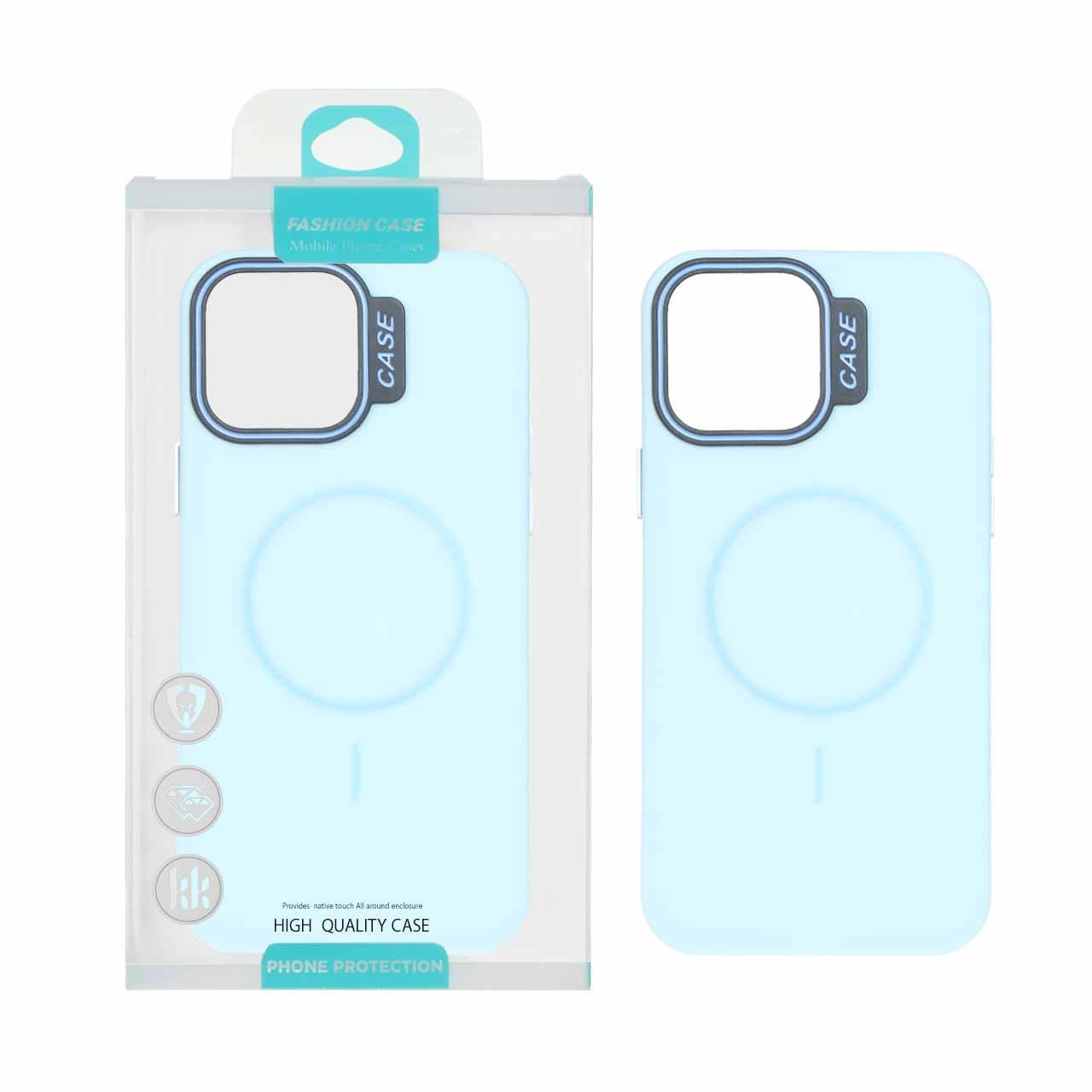 قاب طرح سیلیکونMagsafe پاستیلی آیفون13ProMax آبی