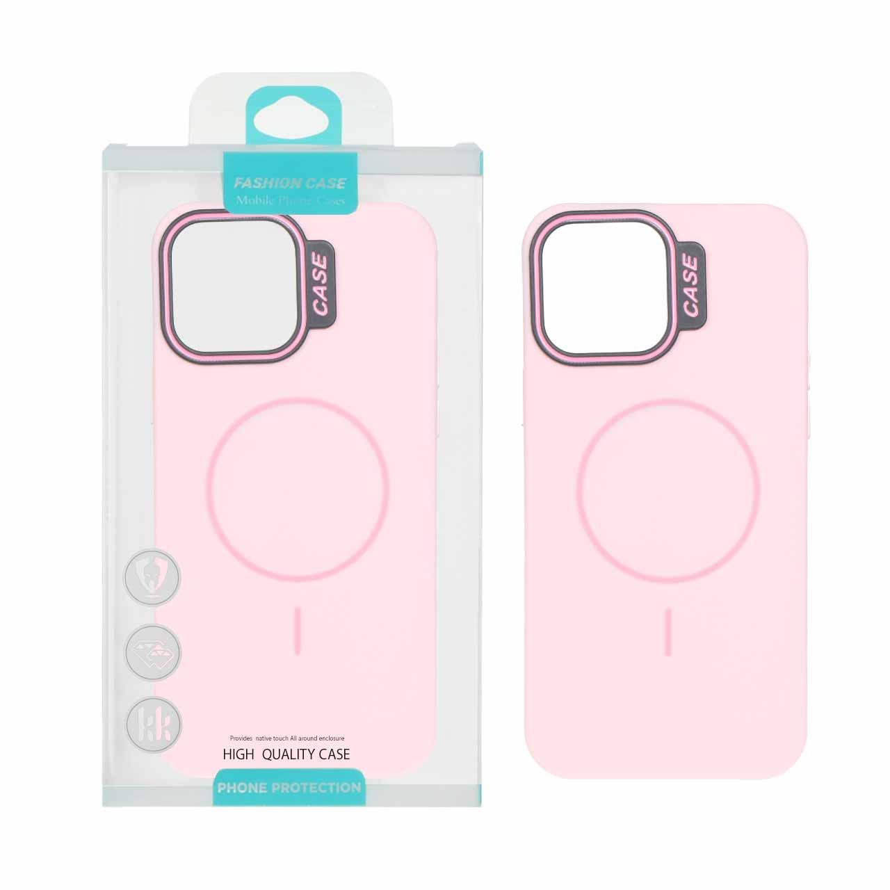 قاب طرح سیلیکونMagsafe پاستیلی آیفون13ProMax صورتی