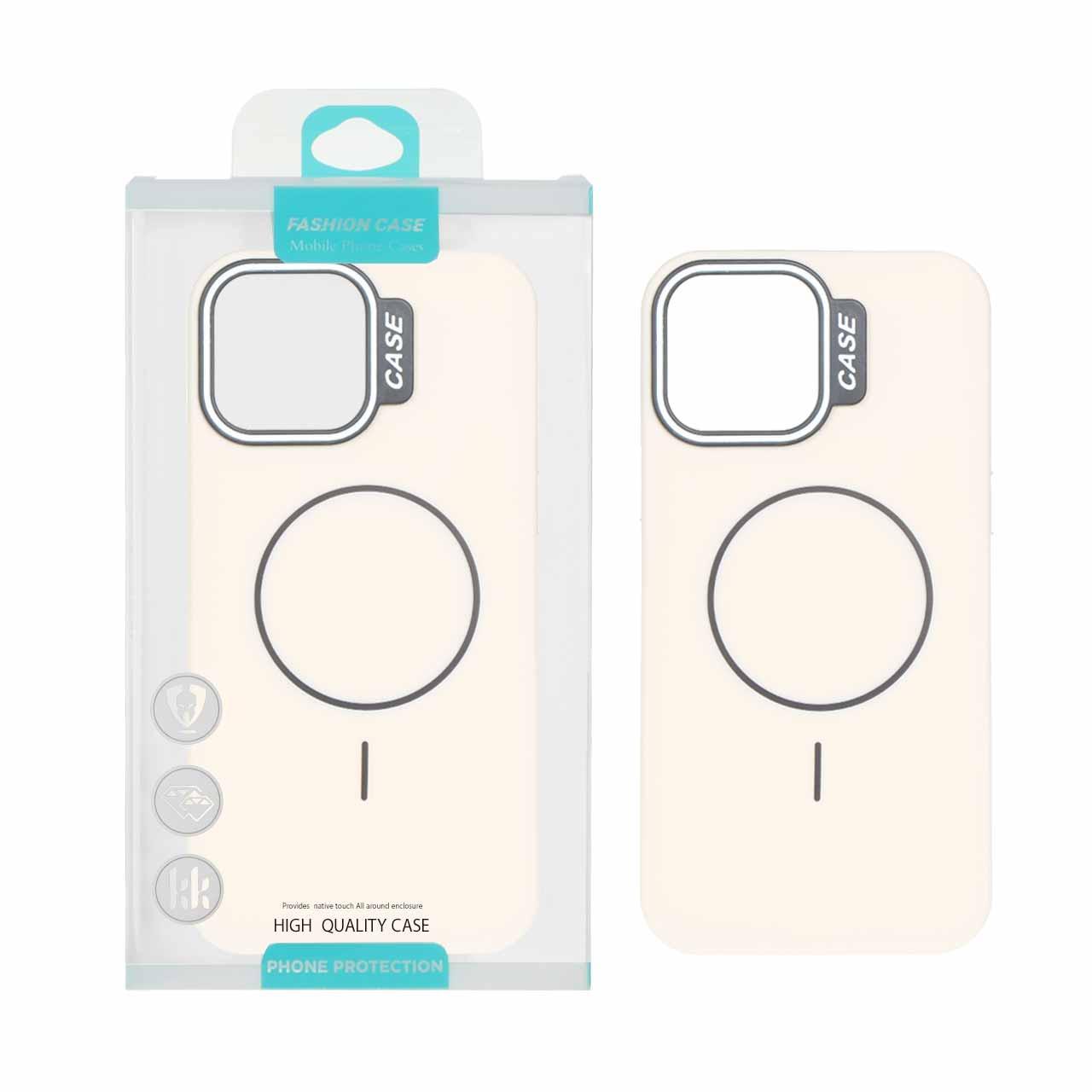 قاب طرح سیلیکونMagsafe پاستیلی آیفون13ProMax کرم