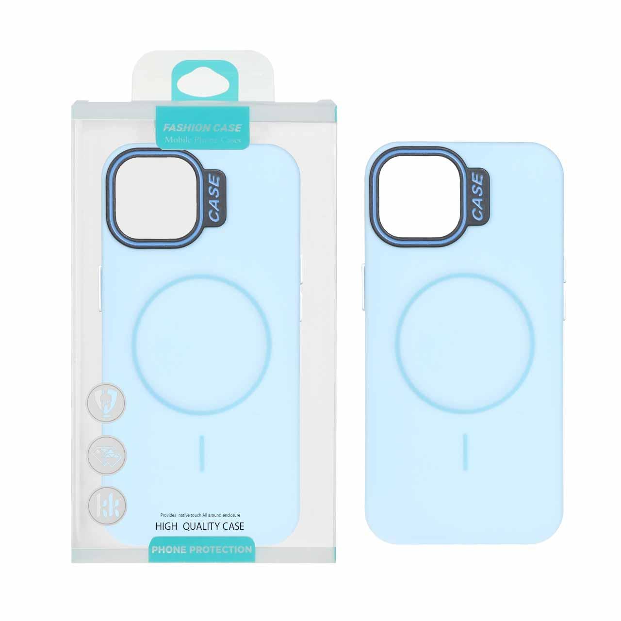 قاب طرح سیلیکونMagsafe پاستیلی آیفون13 آبی