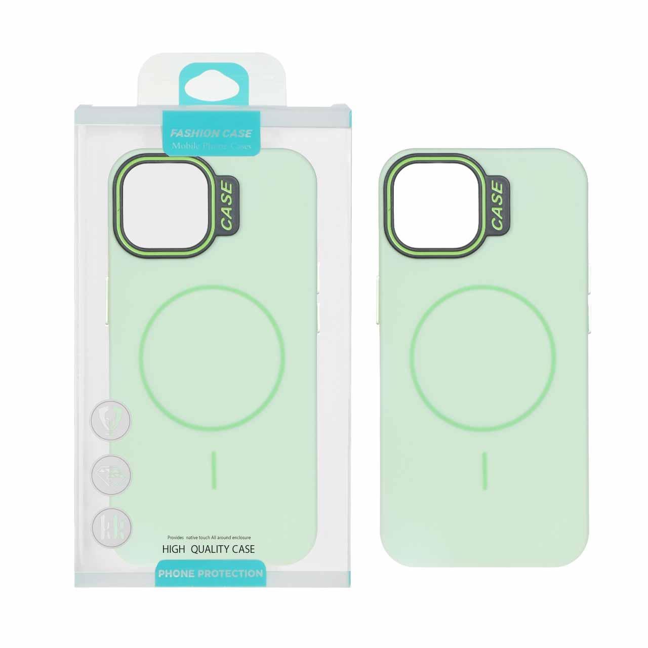 قاب طرح سیلیکونMagsafe پاستیلی آیفون13 سبز