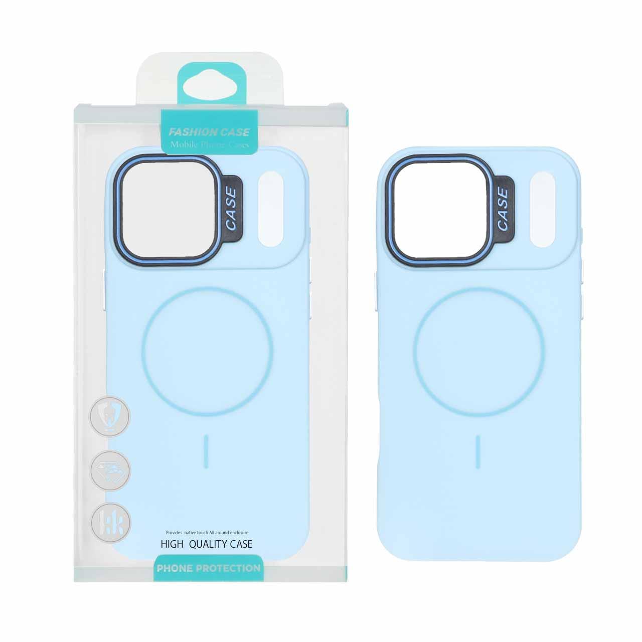 قاب طرح سیلیکونMagsafe پاستیلی آیفون17ProMax آبی