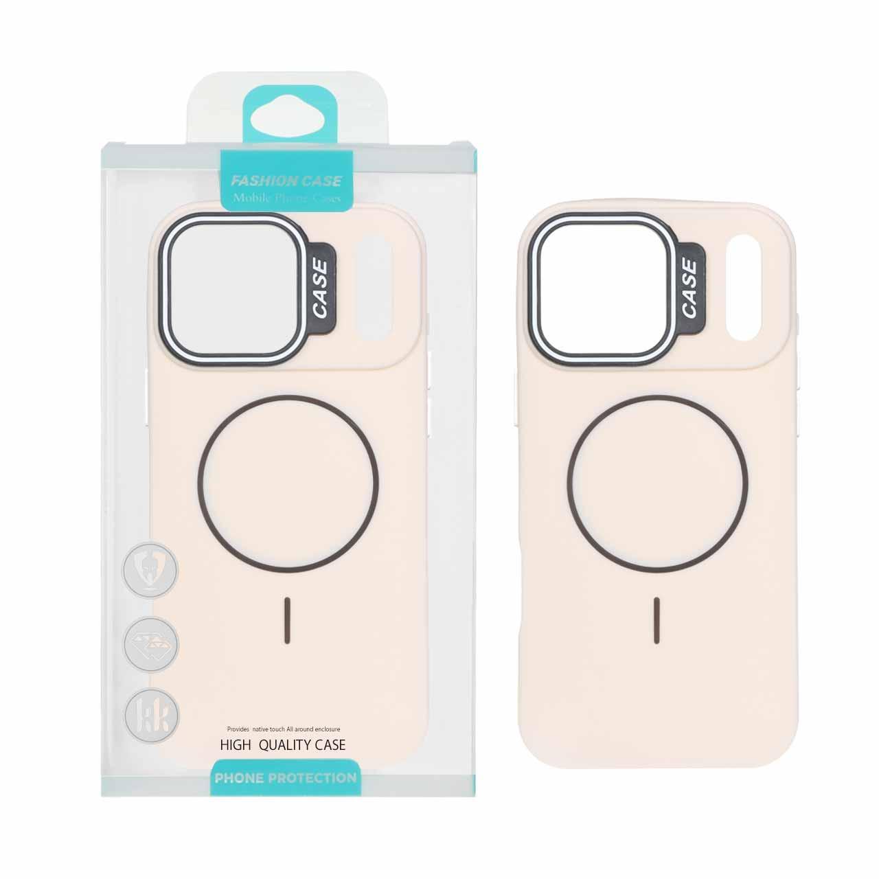 قاب طرح سیلیکونMagsafe پاستیلی آیفون17ProMax کرم